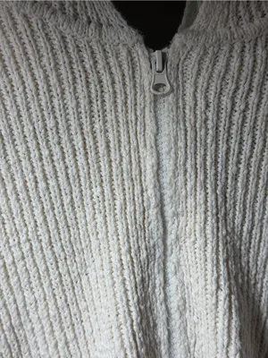 Moon & Madison Knit Hooded Zip Women Sweater in Off-White - L thumbnail 5