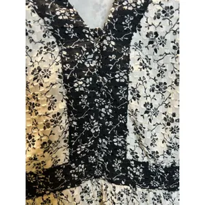 Madewell Floral Clipdot Peplum Top Womens Medium White Black V-Neck Long Sleeve thumbnail 7