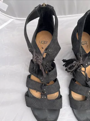 UGG Yasmin Snake Embossed Leather Wedge Sandals - Size 8.5 thumbnail 4