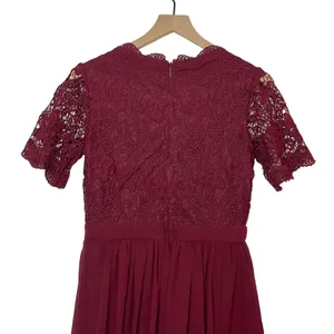 Lulus Angel in Disguise Lace Skater Dress Women's‎ Size Medium Burgundy V-Neck thumbnail 4
