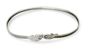 silver-tone belt with two fish heads that connect at the center. thumbnail 1