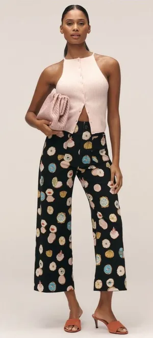 Anthropologie Danielle Kroll X Maeve Colette Crop Wide-Leg Pants thumbnail 1