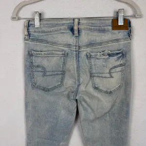 American Eagle Jegging Crop Womens 4 Short Distressed Raw Hem Light Wash Blue thumbnail 5