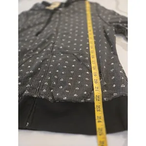 Q Womens 1X Zip Up Hoodie Sweatshirt Heart Micro Print Black White Y2K Pocket thumbnail 9