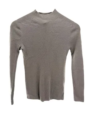 The Rumere Ribbed Knit Wool Sweater Mock Neck Gray‎ Minimalist Workwear Size 34 thumbnail 1