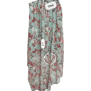 As You Wish Green Floral Chiffon Smocked Asymmetrical Dress LARGE Cottage Flowy‎ thumbnail 9