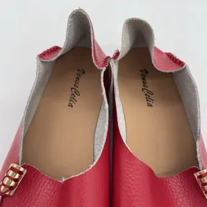 Venus Celia Womens‎ 39 (8.5) Shoes Moccasins Red Leather Slip On Moc Toe Walking thumbnail 5