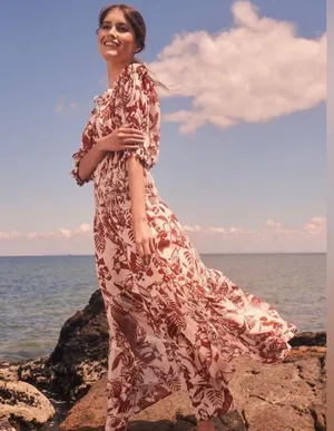 Boho off shoulder floral maxi thumbnail 1