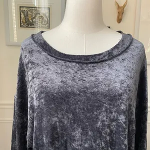 We The Free People Crushed Velvet Sweatshirt Dark Grey M thumbnail 3