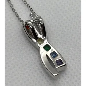 Cynthia Rowley New York Rainbow CZ Pendant 18 -20'' Necklace Sterling 925 Silver thumbnail 3