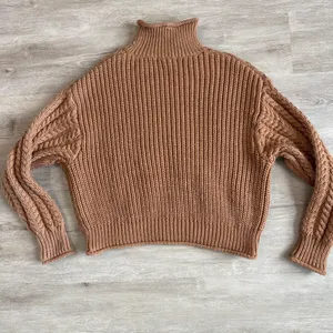 H&M Sweater Turtleneck Oversized Knit Brown tan S thumbnail 2