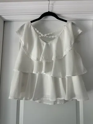 Eri + Ali White Anthropologie Ruffle Blouse thumbnail 4