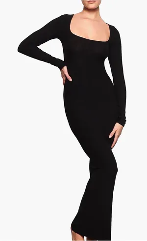 Skims soft long sleeve maxi dress thumbnail 1