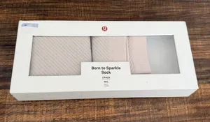Lululemon Born To Sparkle Sock *3 Pack LW9CSBS PBLS/SLVR Size M/L (2 ONLY) thumbnail 1
