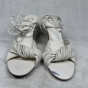 Marc Fisher LTD White‎ Leather Lace Up Strappy Stiletto Heels Knotted Sandals 8 thumbnail 2