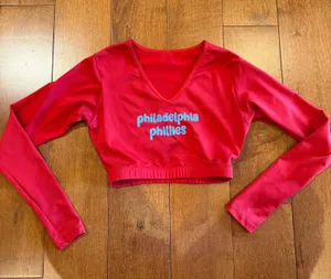 Custom made Philadelphia phillies red crop top thumbnail 1
