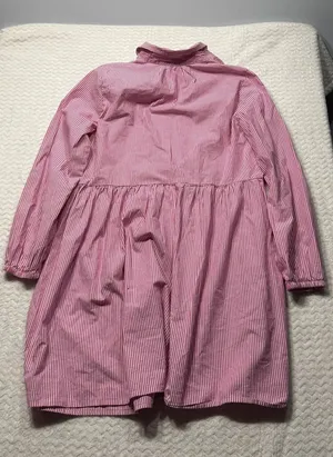 J.Crew Womens Pink White Striped Cotton Babydoll Shirt Dress Size 10 Long Sleeve thumbnail 1