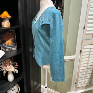 Vintage Western Attitude by Lilli Smith Studded Turquoise Blouse – Size Medium thumbnail 8