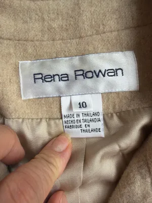 Rena Rowan Camel Wool Coat Size 10 | Classic Tailored Fall Winter Jacket thumbnail 3