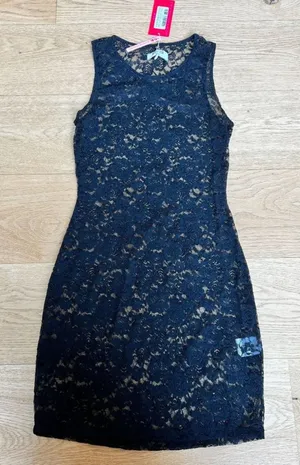 Beginning Boutique Aneira Lace Tank Mini Dress in Black thumbnail 1