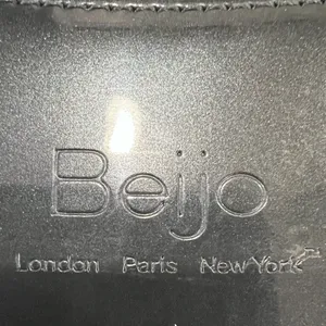 Beijo metallic patent pewter and tan trimmed handbag, EUC, clean interior thumbnail 7