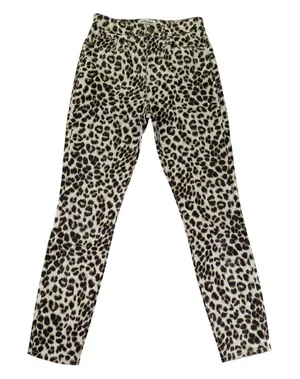 FRAME Ali High Rise Cigarette Jeans Leopard Print Beige‎ Women's 25 Skinny Mob thumbnail 1