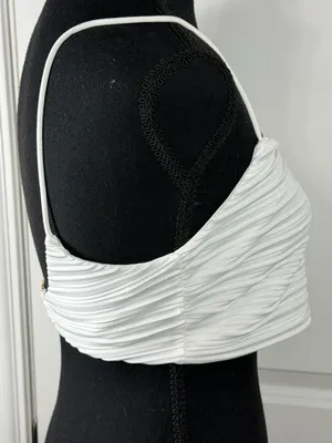 Sabo Skirt Davo Pleated Crop Top in White thumbnail 3