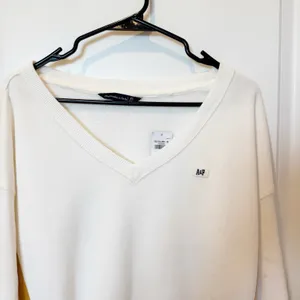 Abercrombie & Fitch White Cropped Long Sleeve Sweater‎ XS Preppy Casual Soft thumbnail 2