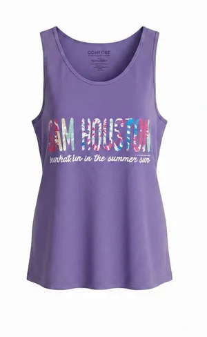 Purple Tank Top with Colorful 'San Houston' Graphic - Brand: Comfort Colors thumbnail 1