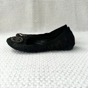 Tory Burch Black Gold Tweed Fabric Caroline Classic Reva Ballet Flats Shoes 6.5 thumbnail 6