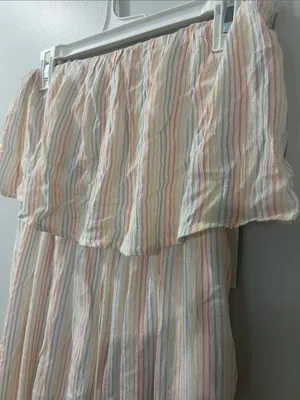 Japna Off-Shoulder Stripe Jumpsuit in Pastel Multi thumbnail 5