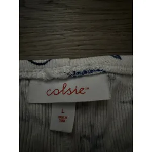 Colsie Womens Ribbed Pajama Shorts White Blue Seashell Print Lettuce Edge Large thumbnail 2