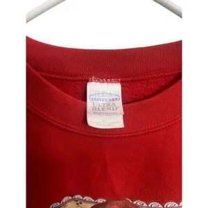 Gildan Y2K Red Santa Claus Christmas‎ Holiday Crewneck Grandma Sweater Size L thumbnail 3