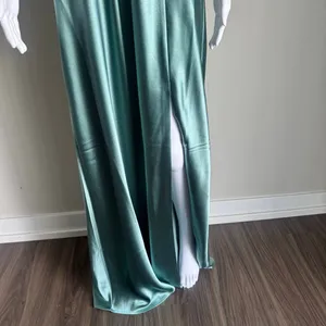 Birdy Grey Jesse Dress Sea Glass Green Satin Bridesmaid Slit Flutter Sleeve XS thumbnail 5