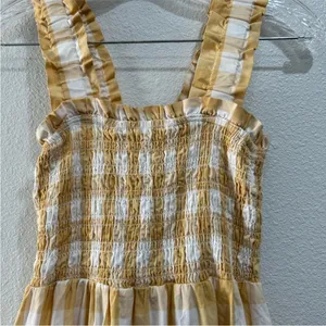 Abercrombie & Fitch Plaid Maxi Dress Yellow White Picnic Long Ruffle Small thumbnail 6
