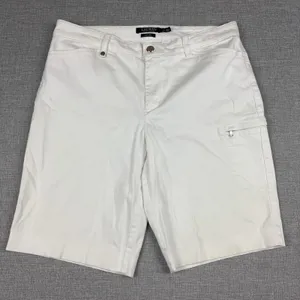 Lauren Ralph Lauren Shorts Womens 10 White Bermuda Twill Cotton Blend Cargo thumbnail 1