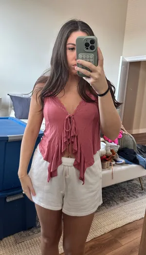 Urban Outfitters Top Pink Crop boho thumbnail 1
