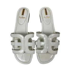 Sam Edelman Women's White Double E Straps Square Toe Bay Flat Slides Sandals 9.5 thumbnail 2