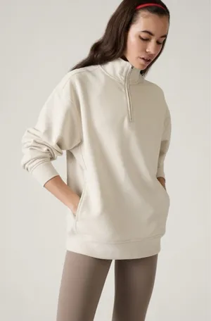 Athleta Cream Forever Fleece 1/4 Zip thumbnail 1
