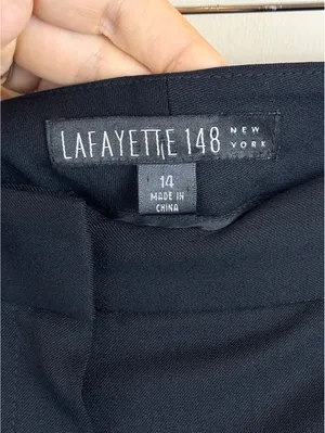 Lafayette 148 New York Black Virgin Wool Stretch Straight Leg Pants Size 14 thumbnail 3