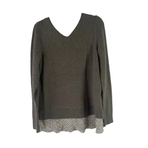 Loft Women's Size Medium Green Gray‎ V Neck Soft Babydoll Sweater thumbnail 5