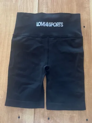 LOVE&SPORTS Womens Black Seamless High Rise Biker Shorts LS346021‎ Size S 4-6 thumbnail 1
