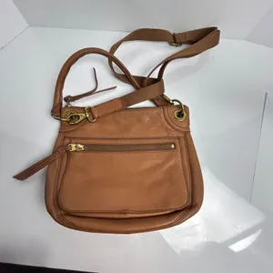 Fossil Cognac Brown Pebbled Leather Hobo Crossbody Bag Antique Brass Hardware thumbnail 10