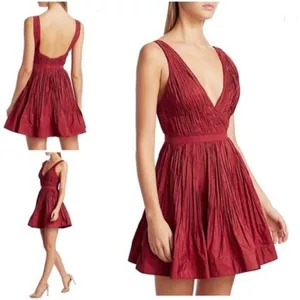 Alexis Size Large Marilou Crinkle Burgundy Red Mini Dress‎ NWT (Broken Zipper) thumbnail 2