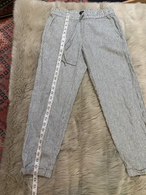 J.Crew Factory Striped Linen Cotton Blend Drawstring Pant Size 2 Pull On thumbnail 7