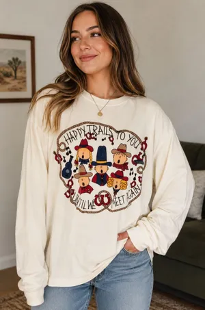 Vintage shirt Happy Trails Choir Western School Kids Cowboy cottagecore granny thumbnail 1