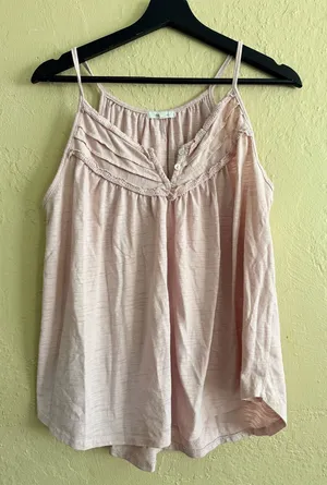 Maurices Light Blush Pink Lace-Trim Camisole Tank thumbnail 1