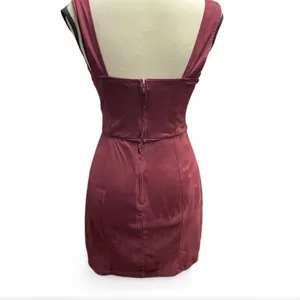 Miami Burgandy Sheath Mini Dress Square Neck Cocktail thumbnail 3