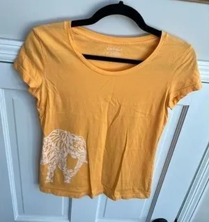 Lilly Pulitzer Pima Cotton Orange Elephant Scoop T- Shirt‎ Short Sleeve XS thumbnail 1
