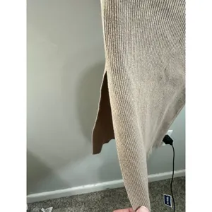 Dress Forum Tan Ribbed Mock Neck Long Sleeve Midi Bodycon Sweater Dress FW4770PB thumbnail 6